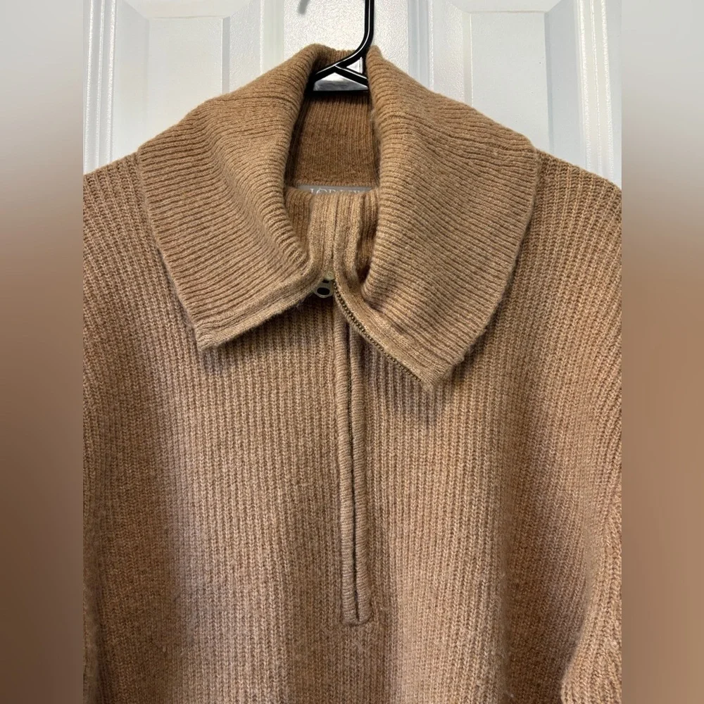 J.Crew Women's Brown Full Zip Wool/Alpaca Cowl Neck Cozy Sweater Size Medium - Picture 2 of 8